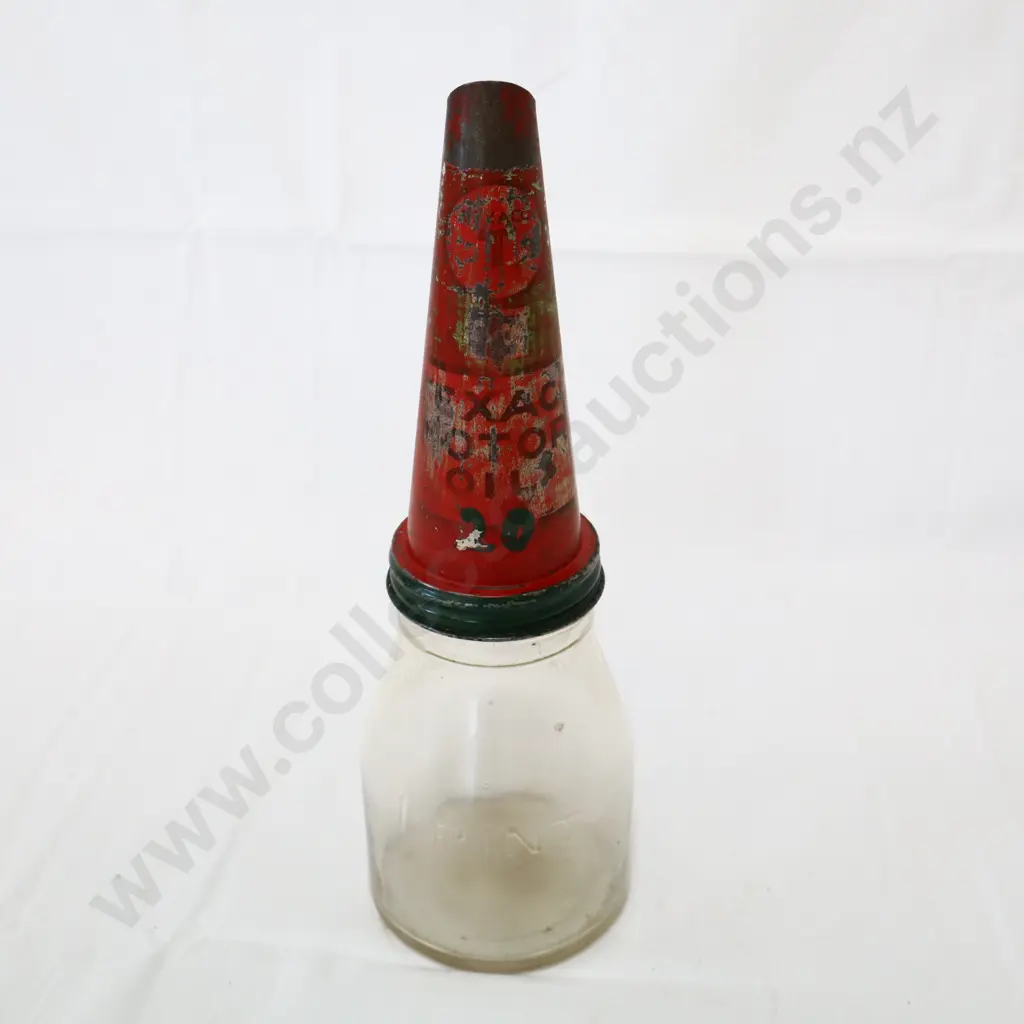 Texaco Oil Bottle Tin Top on Pint Bottle Image 1++