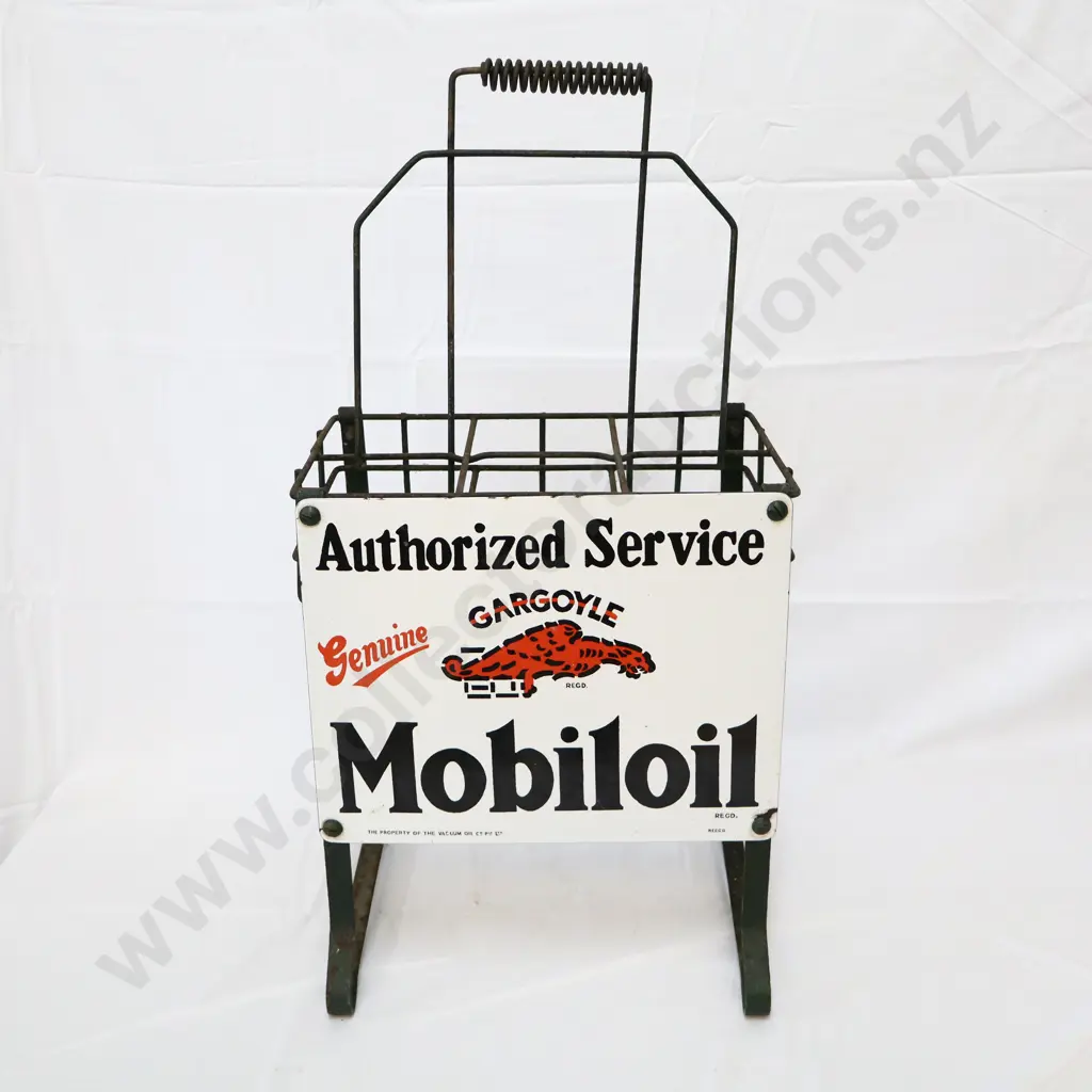 Mobil Oil 6 Bottle Rack (POSSIBLY REPRODUCTION) Stamped Neeco NZ Made?? Image 1++