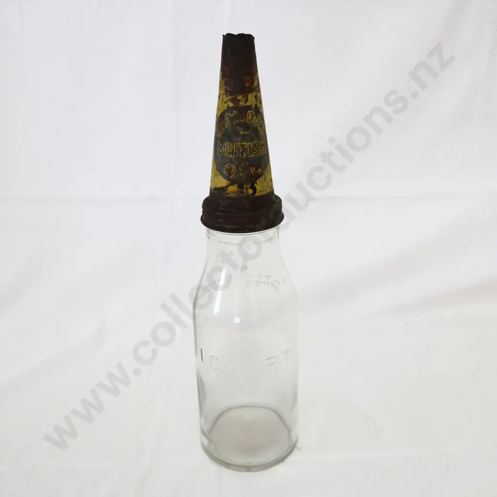 RARE Early British Snowdens Oil Bottle Top On Quart Bottle  Image 1++