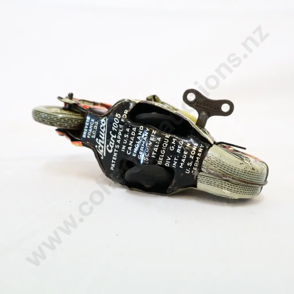 SCHUCO Carl 1005 Clockwork Western German Tin Toy Motorcycle Image 1++
