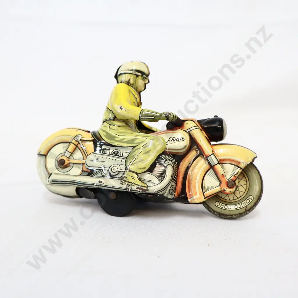 SCHUCO Carl 1005 Clockwork Western German Tin Toy Motorcycle Image 1++
