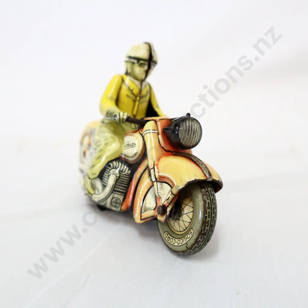 SCHUCO Carl 1005 Clockwork Western German Tin Toy Motorcycle Image 1++