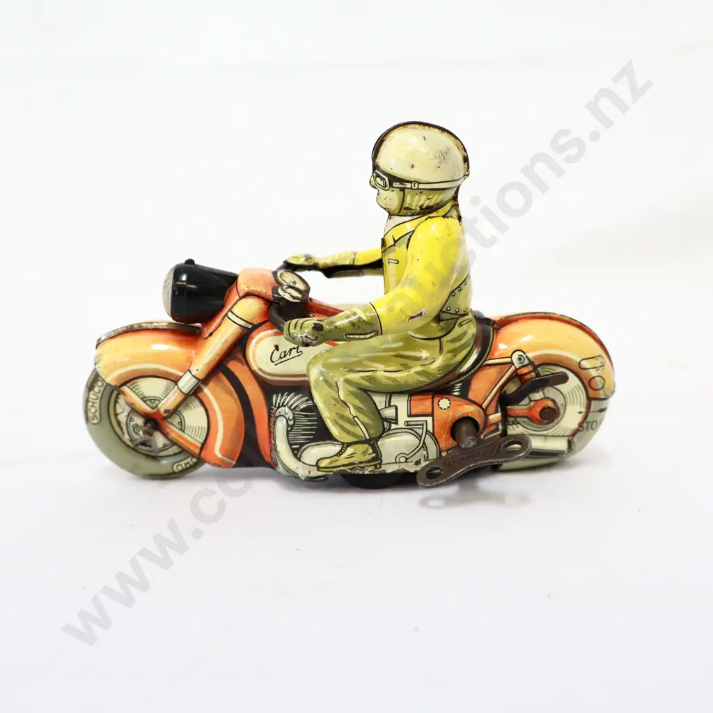 SCHUCO Carl 1005 Clockwork Western German Tin Toy Motorcycle Image 1++