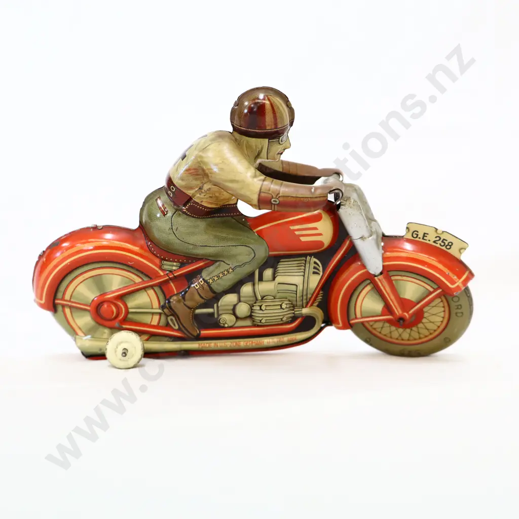 TECHNOFIX Motorcycle GE 258 Rider No 4 Clockwork Made in US Zone Germany  Image 1++
