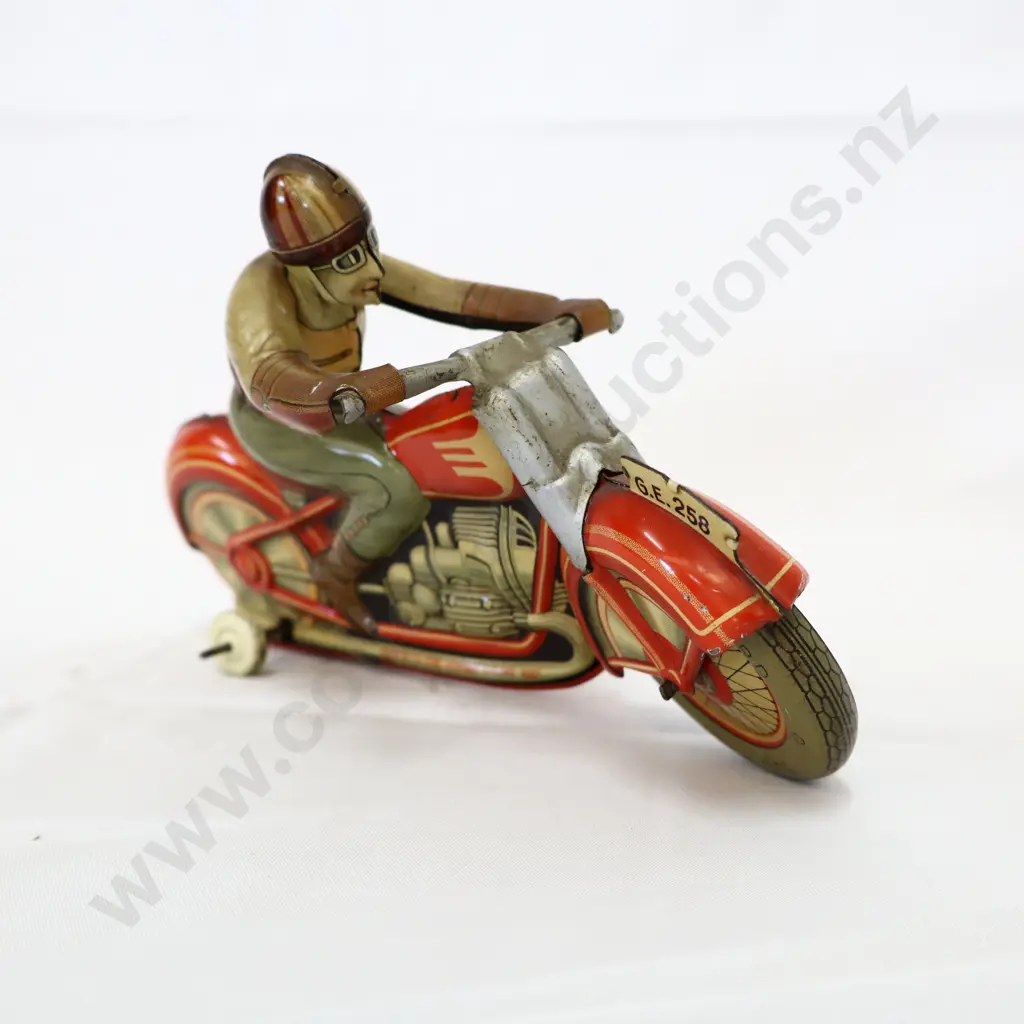 TECHNOFIX Motorcycle GE 258 Rider No 4 Clockwork Made in US Zone Germany  Image 1++