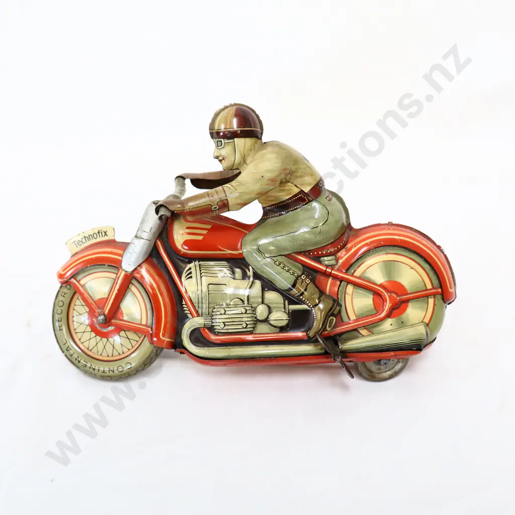 TECHNOFIX Motorcycle GE 258 Rider No 4 Clockwork Made in US Zone Germany  Image 1++