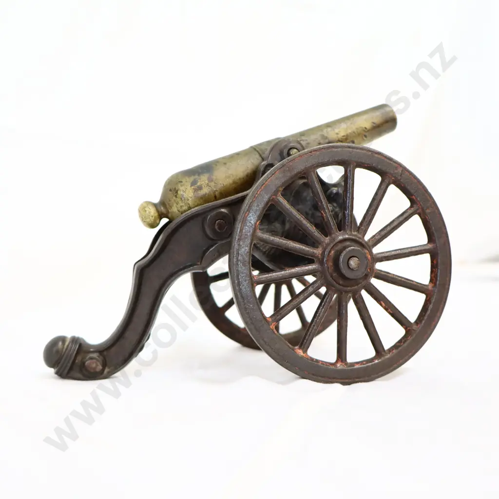 Antique American Cast Iron Brass Toy Cannon Image 1++