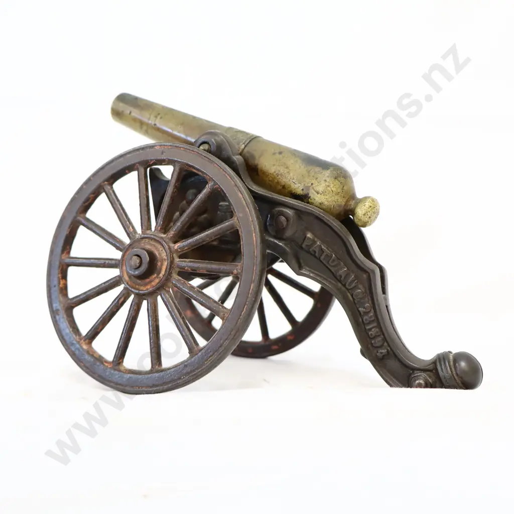 Antique American Cast Iron Brass Toy Cannon Image 1++