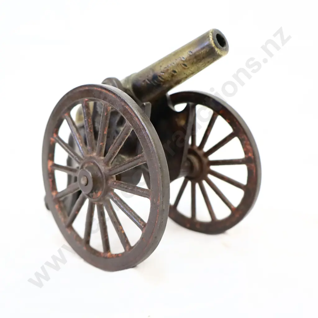 Antique American Cast Iron Brass Toy Cannon Image 1++