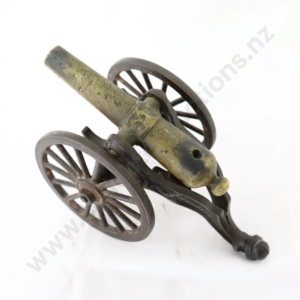 Antique American Cast Iron Brass Toy Cannon Image 1++