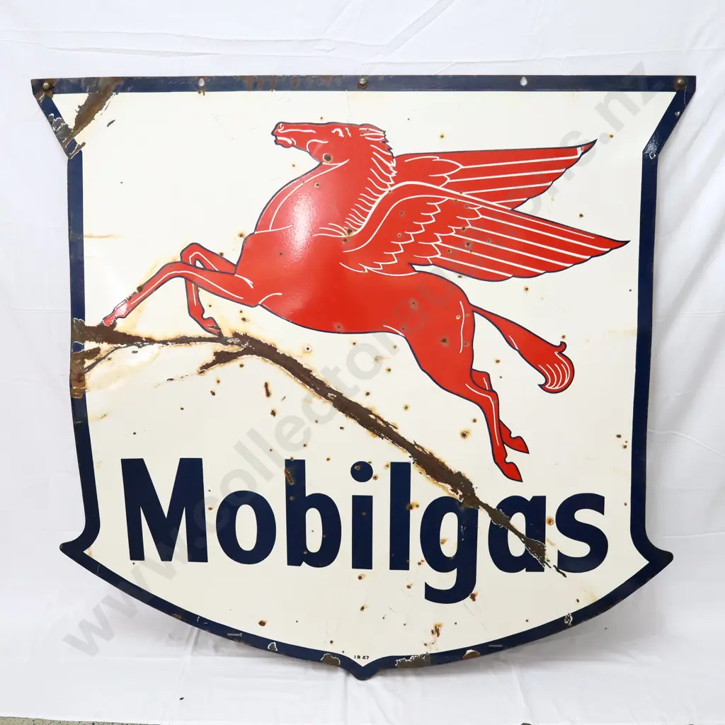 LARGE Double Sided Mobil Enamel Sign Image 1++