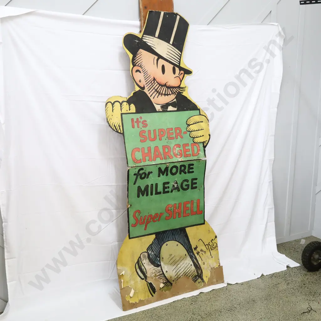 LARGE RARE Super Shell Hard Card Advertising Figure Image 1++