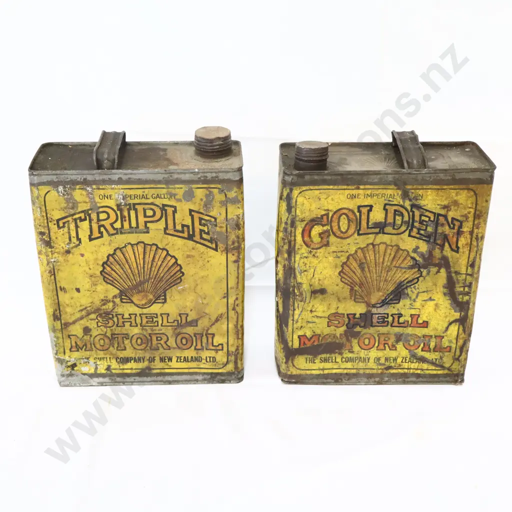 FULL SET 1930's Shell Oil Tins Single, Double, Triple and Golden Image 1++