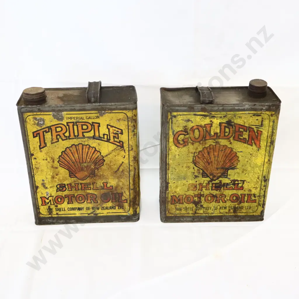 FULL SET 1930's Shell Oil Tins Single, Double, Triple and Golden Image 1++