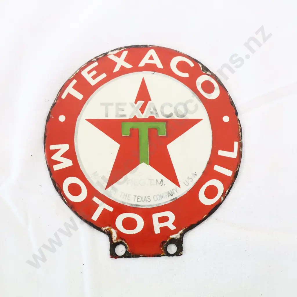Texaco Double Sided Enamel Lubester Sign Image 1++