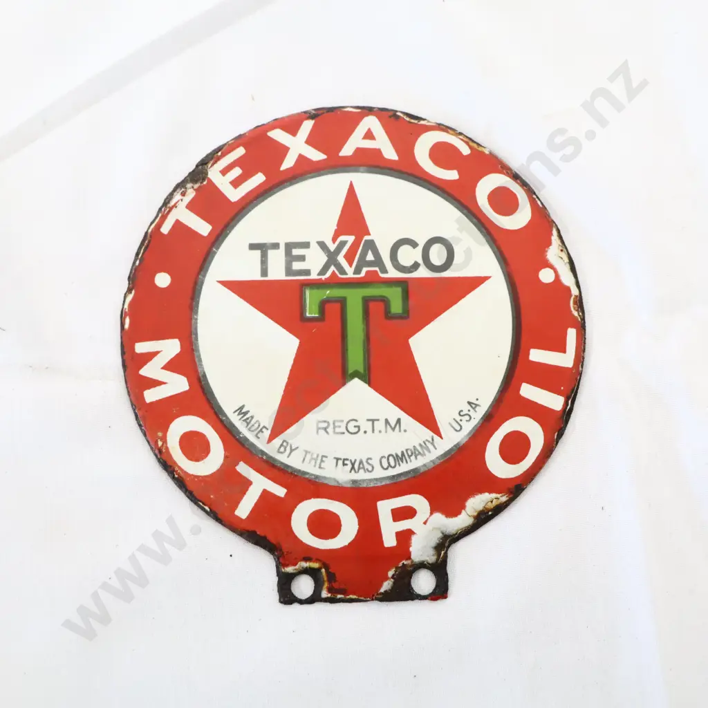 Texaco Double Sided Enamel Lubester Sign Image 1++
