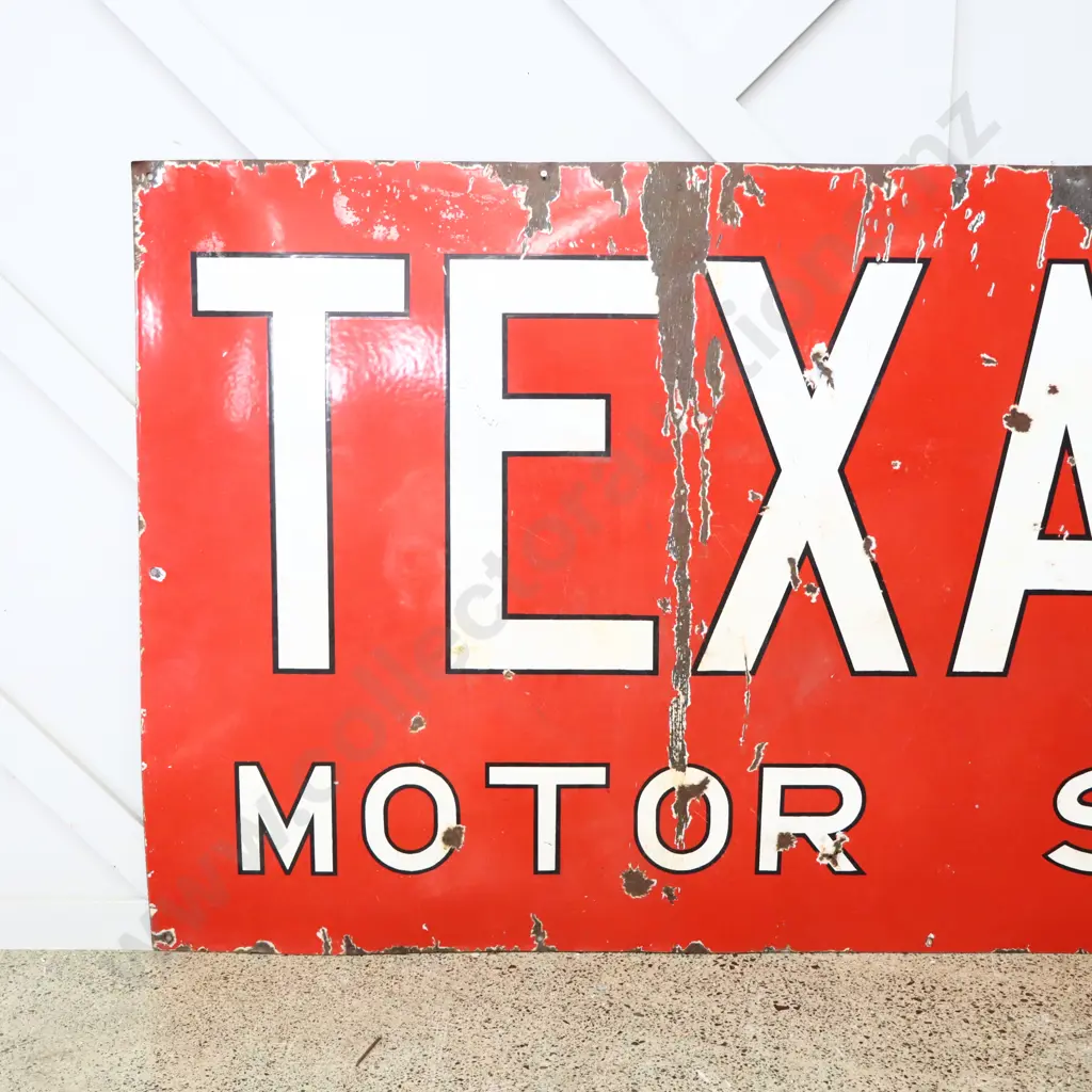 LARGE Early 6x3 Foot Enamel Texaco Sign Image 1++