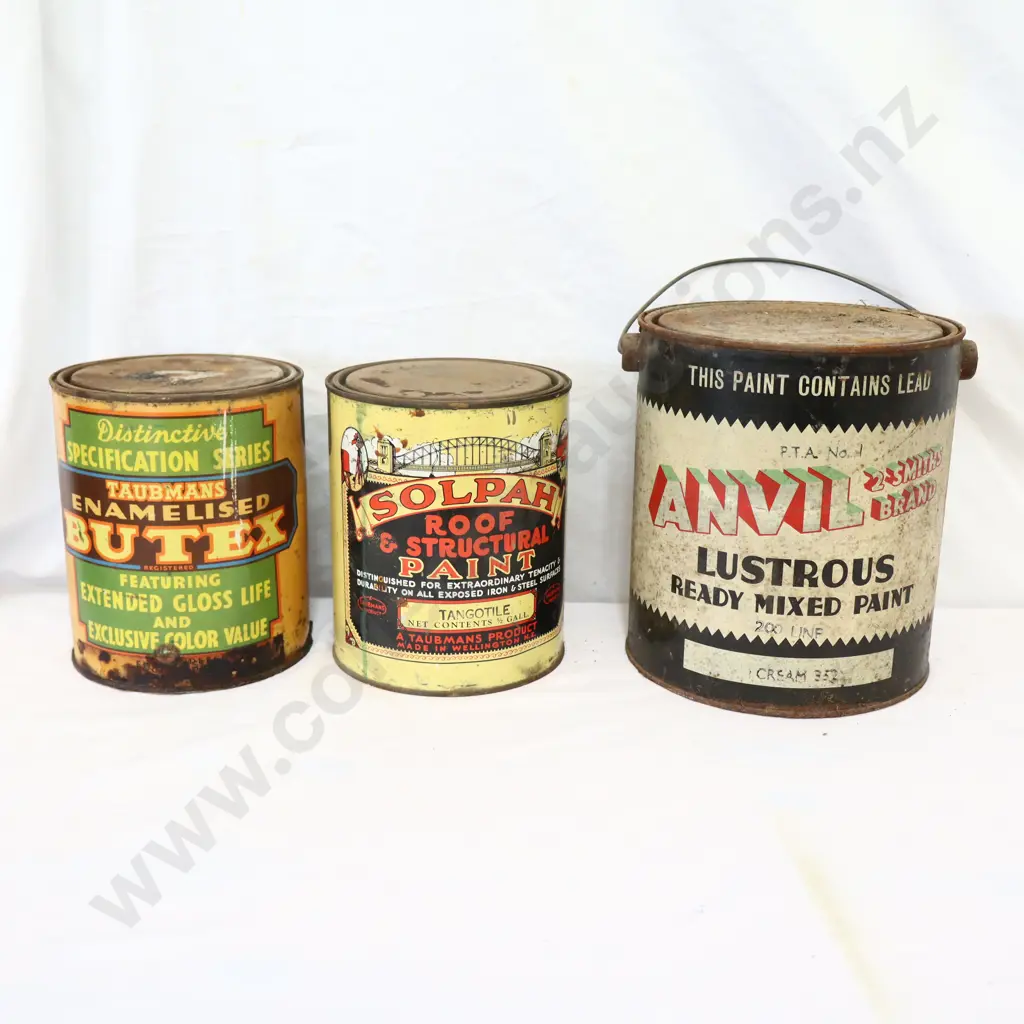 NEW OLD STOCK Anvil, Solpah and Butex Paint Tins Image 1++