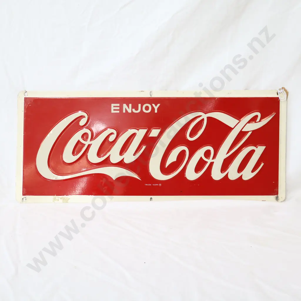 Steel Embossed Coca Cola Sign ENJOY Image 1++