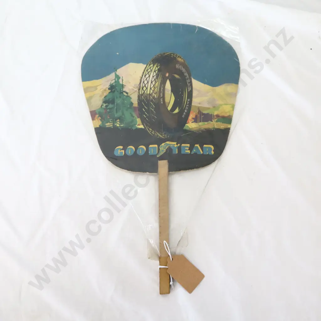 NEW OLD STOCK Goodyear Promotional Pictorial Fan Image 1++