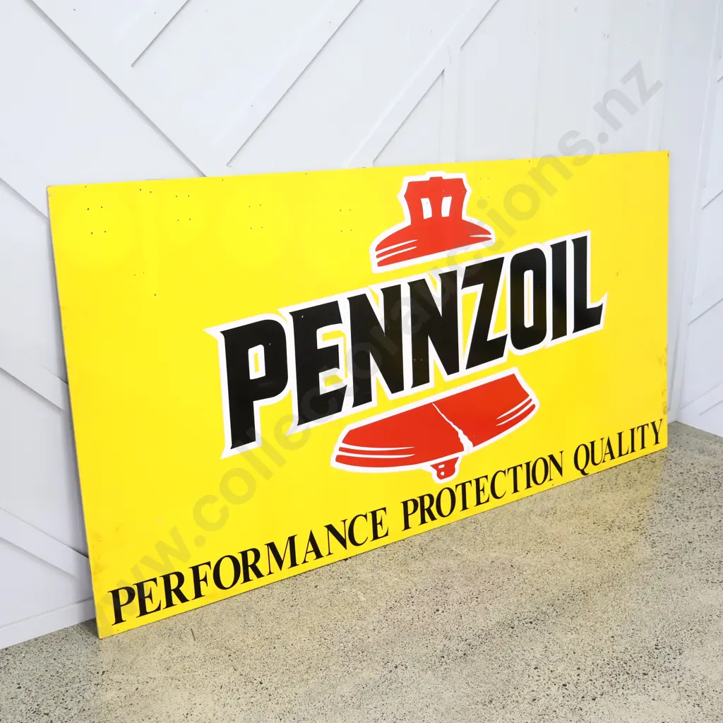 Large Wooden Rectangle Pennzoil Sign Image 1++