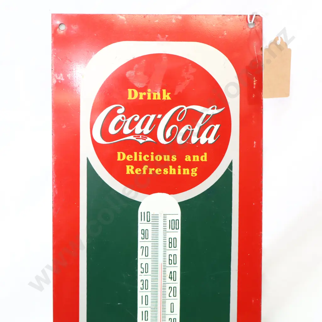 WORKING Pressed Tin Coca Cola Thermometer Dated 1984 Image 1++