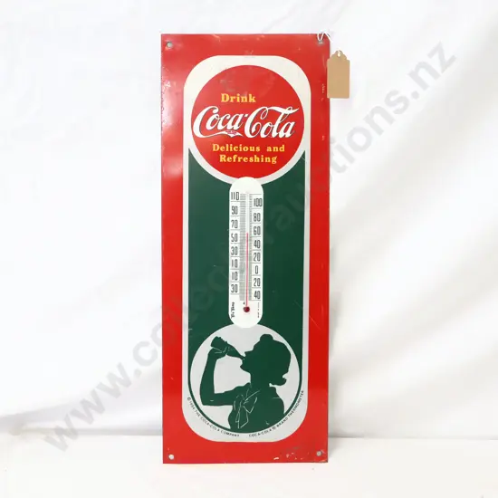 WORKING Pressed Tin Coca Cola Thermometer Dated 1984
