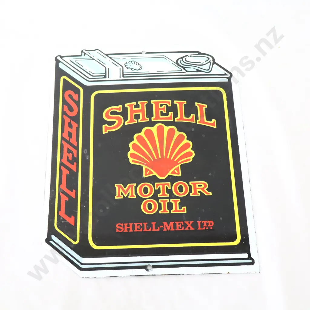 REPRODUCTION Enamel Shell Black Can Petrol Bowser Sign Image 1++