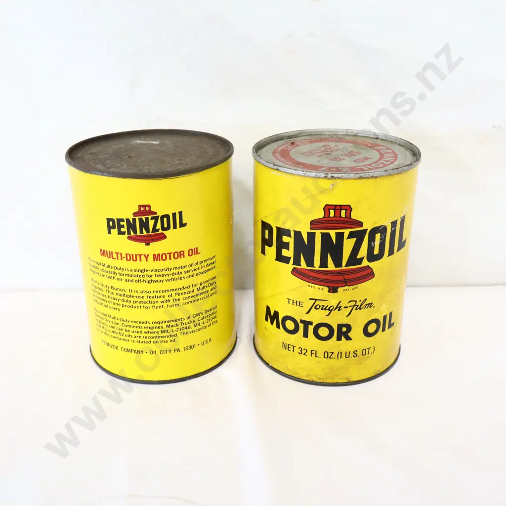 New Old Stock Full Pennzoil Oil Tins x 2 Image 1++