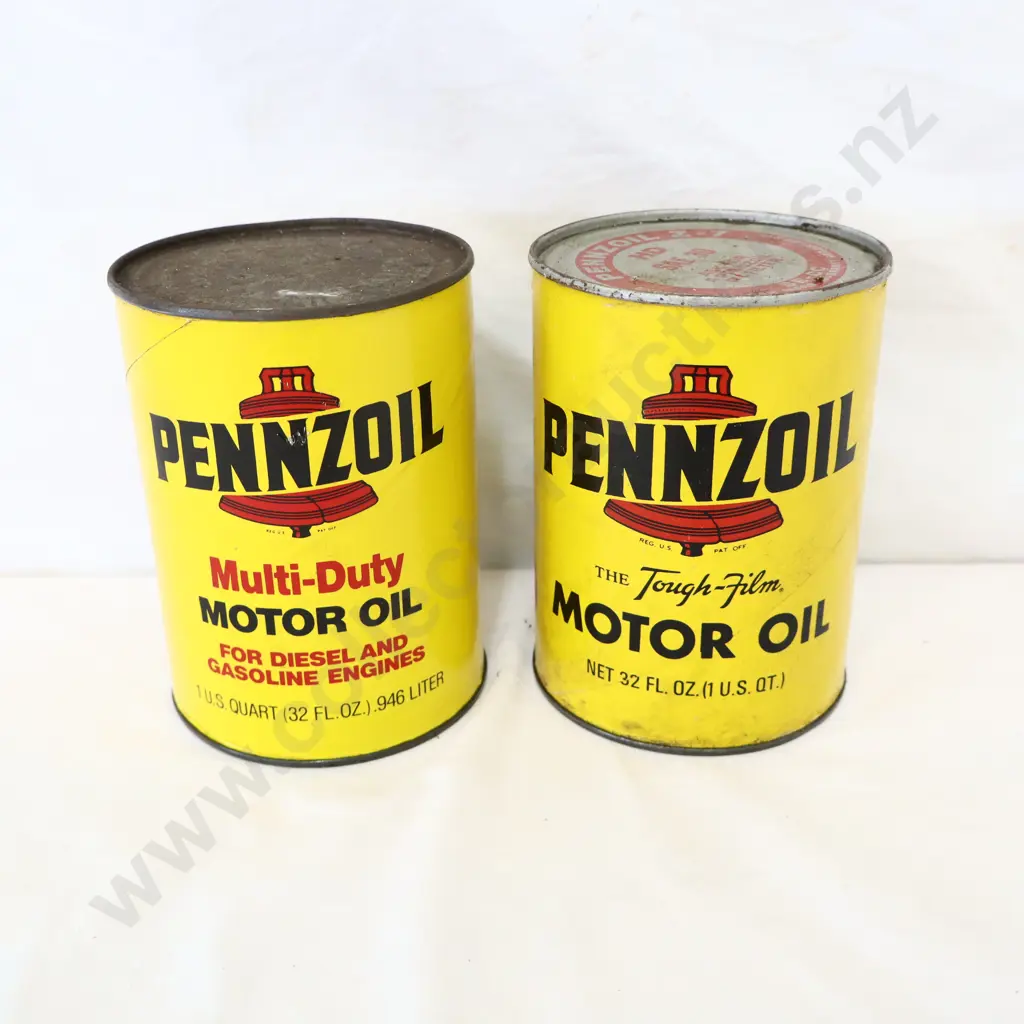 New Old Stock Full Pennzoil Oil Tins x 2 Image 1++