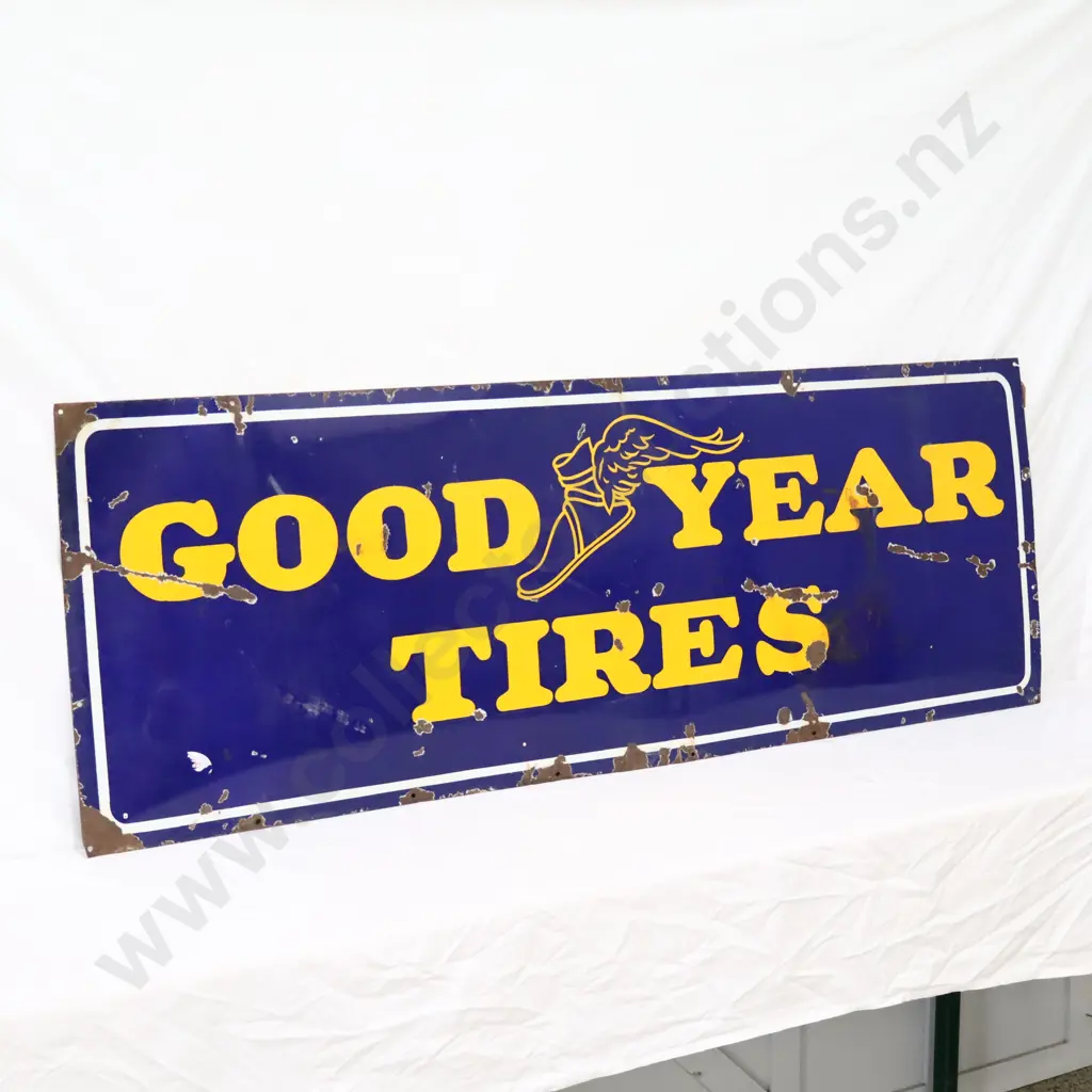 LARGE Goodyear Tires Enamel Sign Image 1++