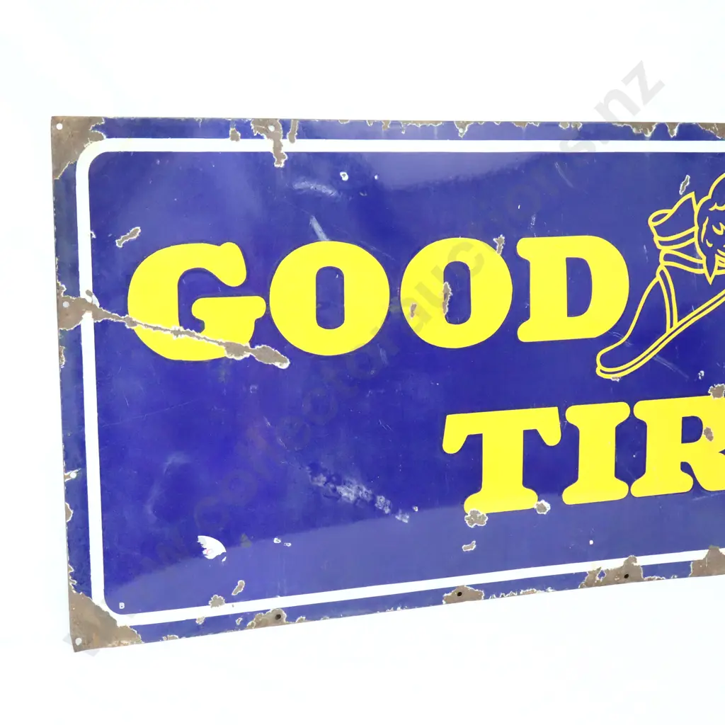 LARGE Goodyear Tires Enamel Sign Image 1++