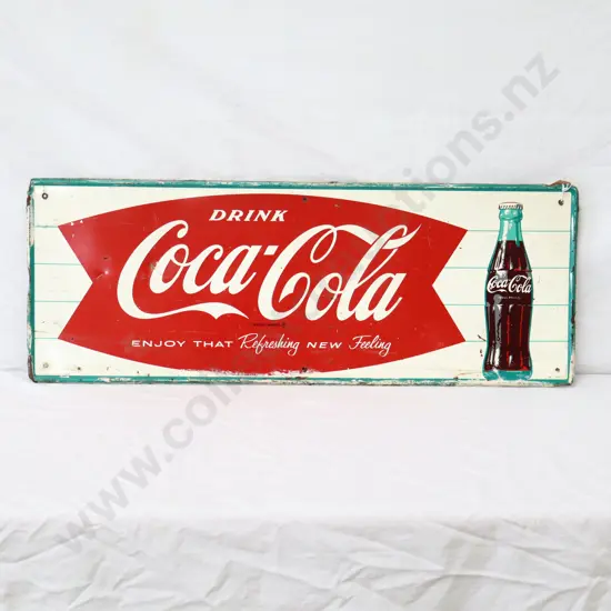 Coca Cola Fish tail Sign With Rolled Edges Dated 1943