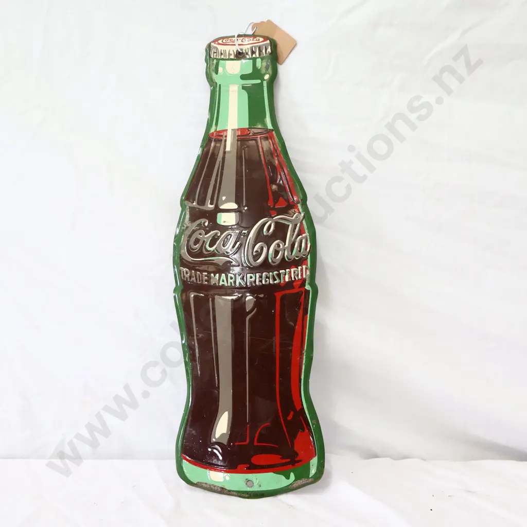 Pressed Tin Coca Cola Thermometer Die Cut Sign Dated 1954 Image 1++