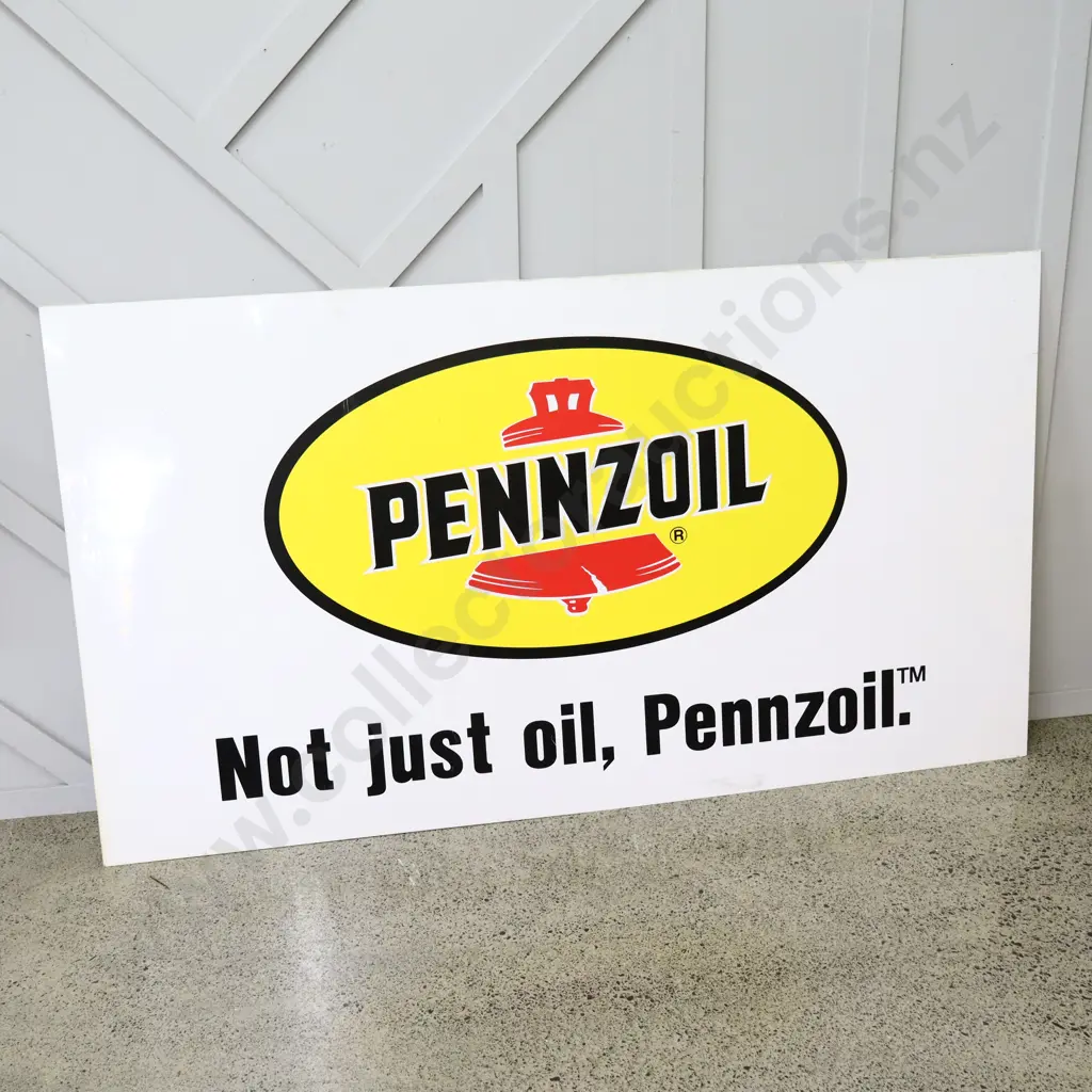 White Pennzoil Plastic Sign Image 1++