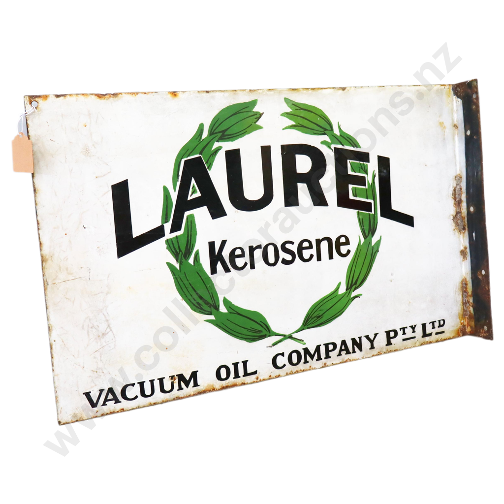 Laurel Kerosene Flanged Enamel Sign Image 1++