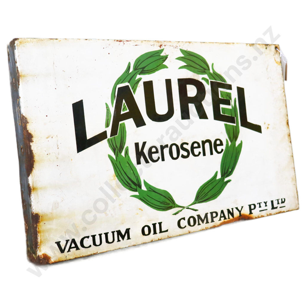 Laurel Kerosene Flanged Enamel Sign Image 1++