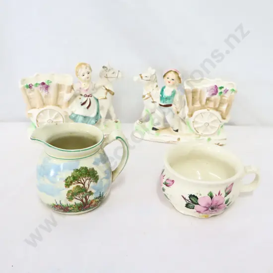 Assorted decorative items   Boy and Girl with wagons , cup & Jug