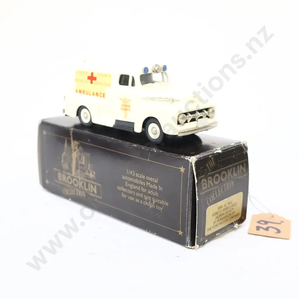 1/43 Brooklin Models 1952 Ford F1 Ambulance Jasper County Image 1++