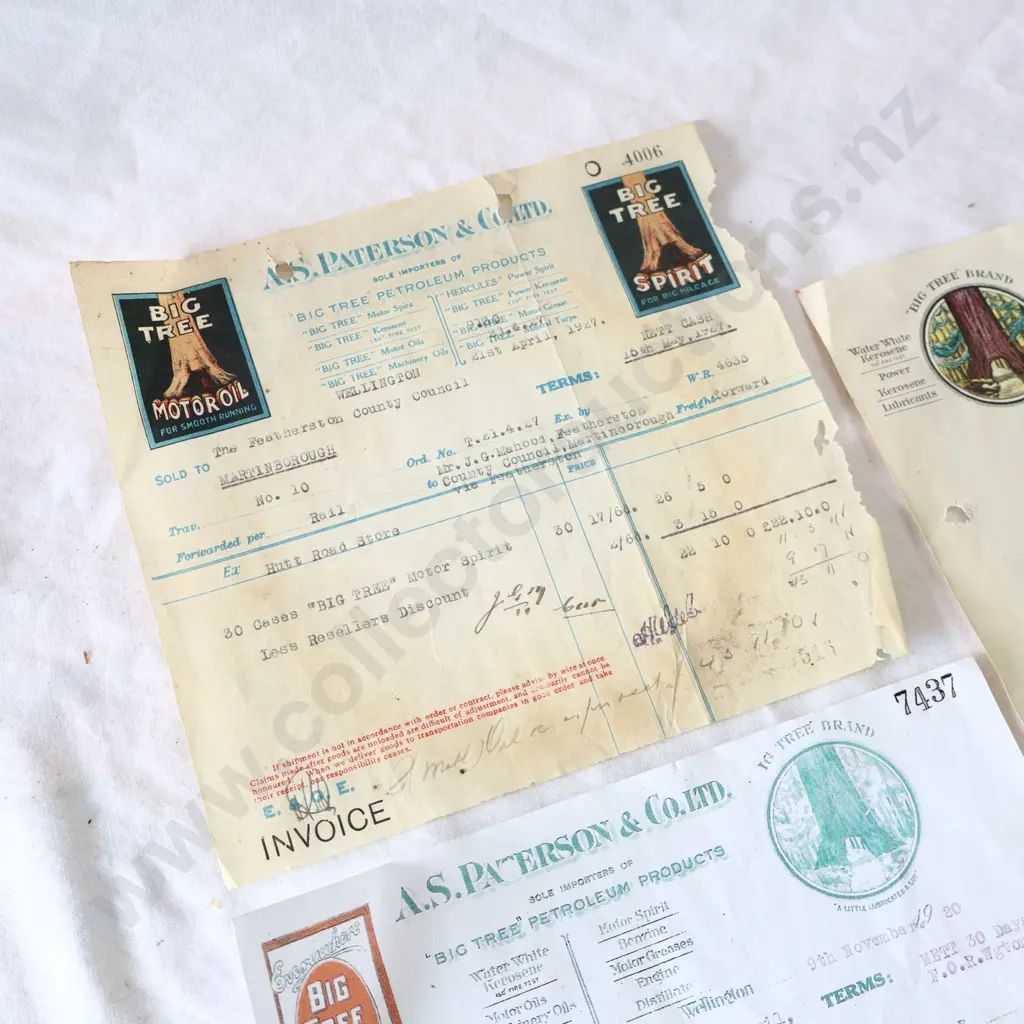 Big Tree Motor Oil Invoices x 3 Image 1++