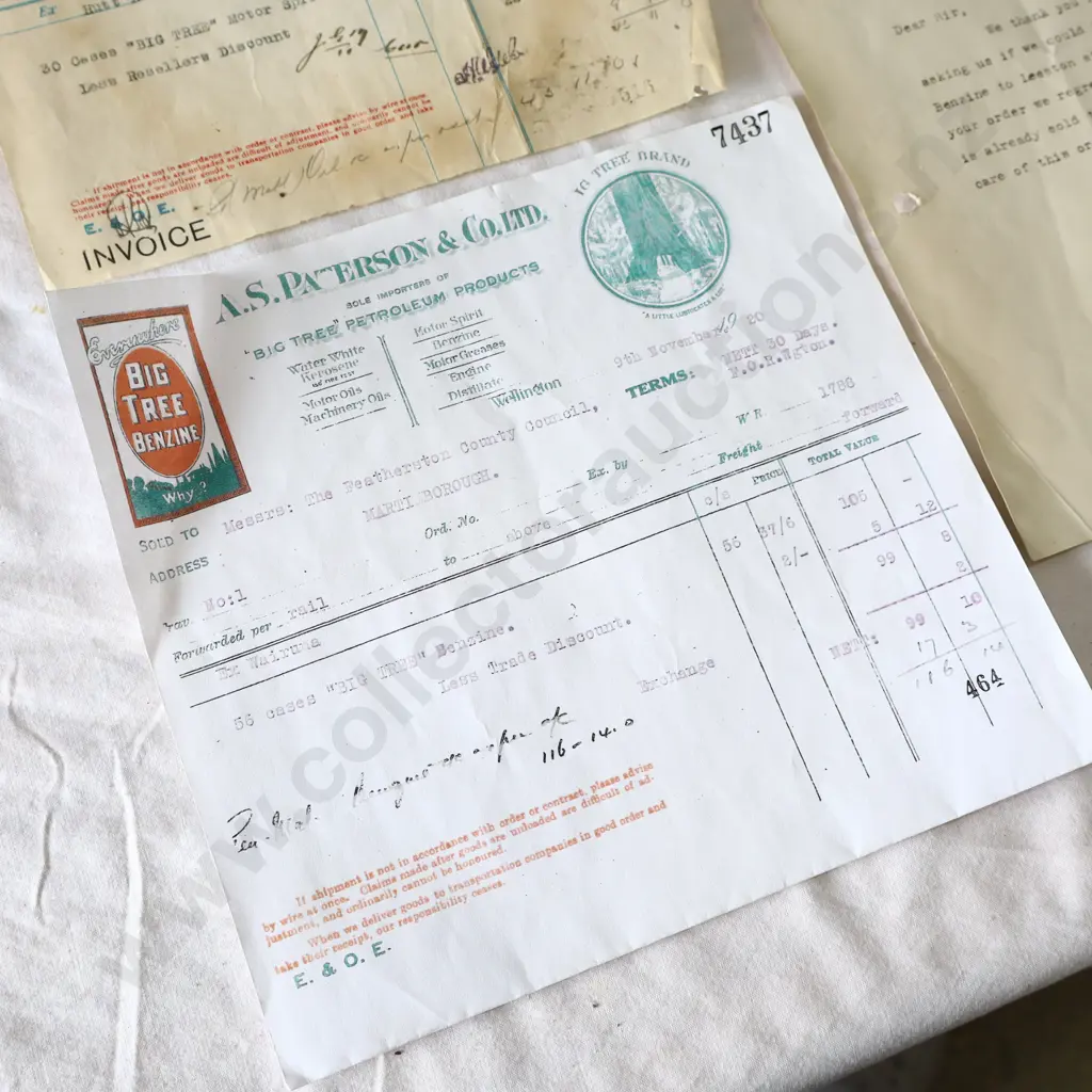 Big Tree Motor Oil Invoices x 3 Image 1++