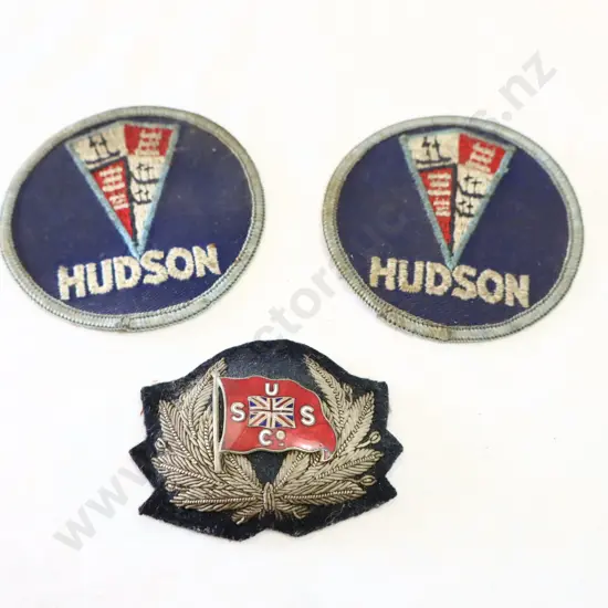 Hudson Cloth Badges x 2 + Union Steam Ship Co Hat Badge