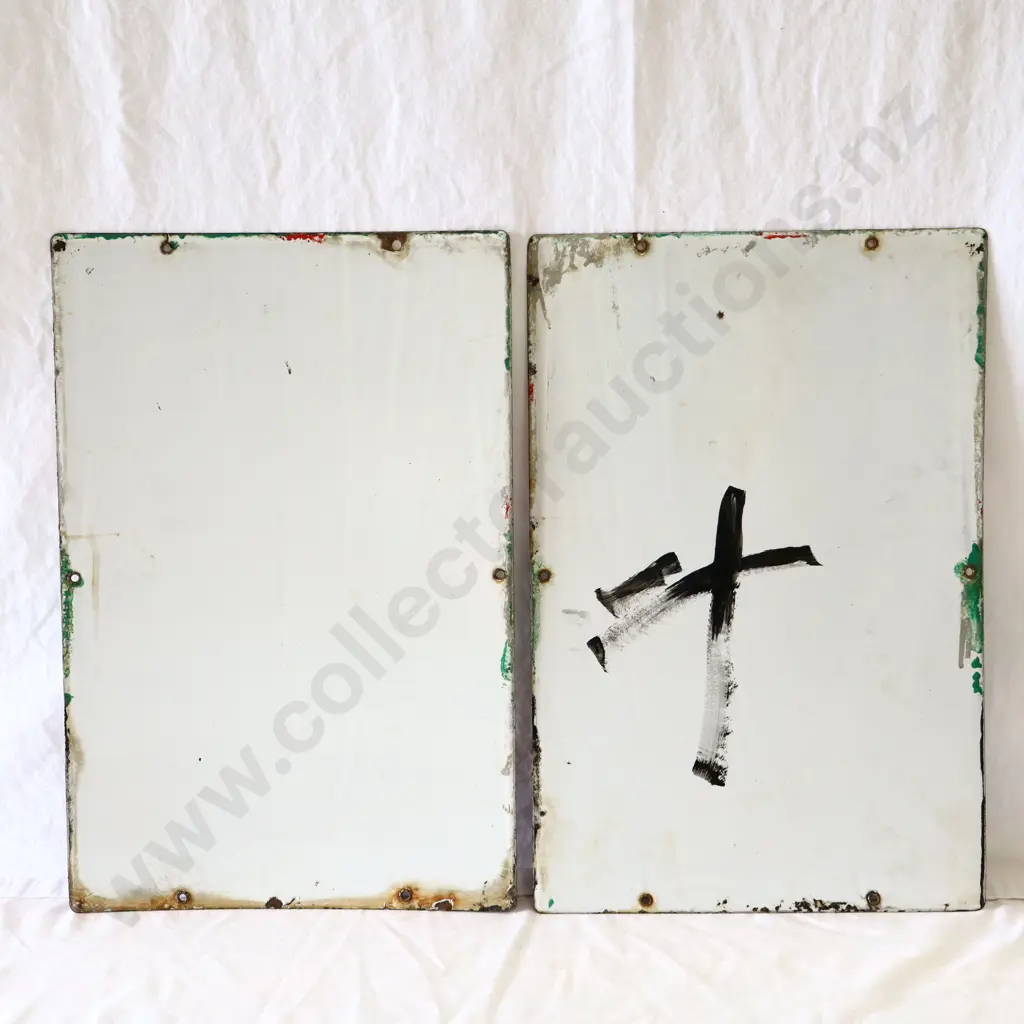 Pair Texaco Skychief Enamel Pump Plates Dated 1947 Image 1++