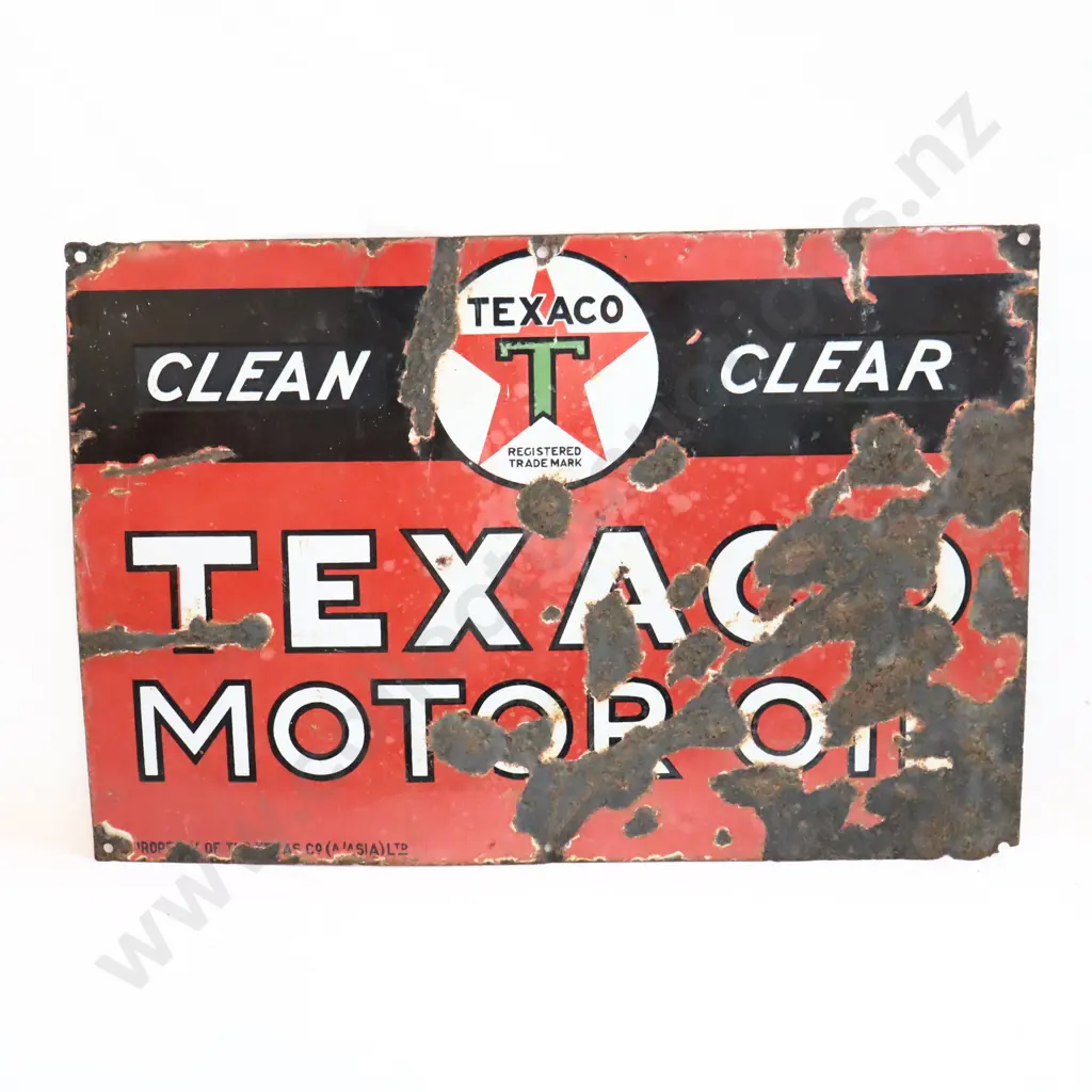 Texaco Clean Clear Motor Oil Enamel Sign Image 1++
