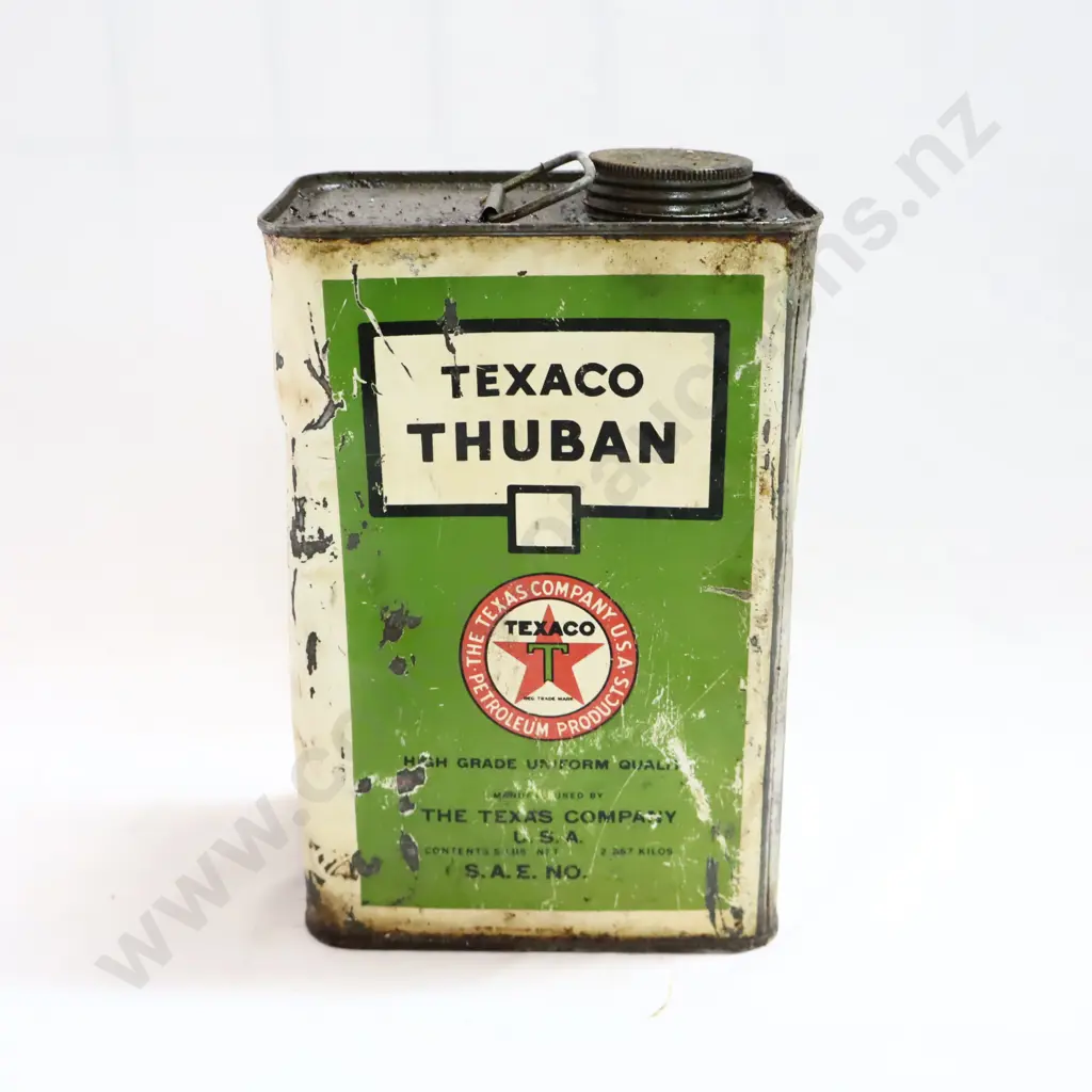 EARLY Texaco Thuban Oil Tin Image 1++