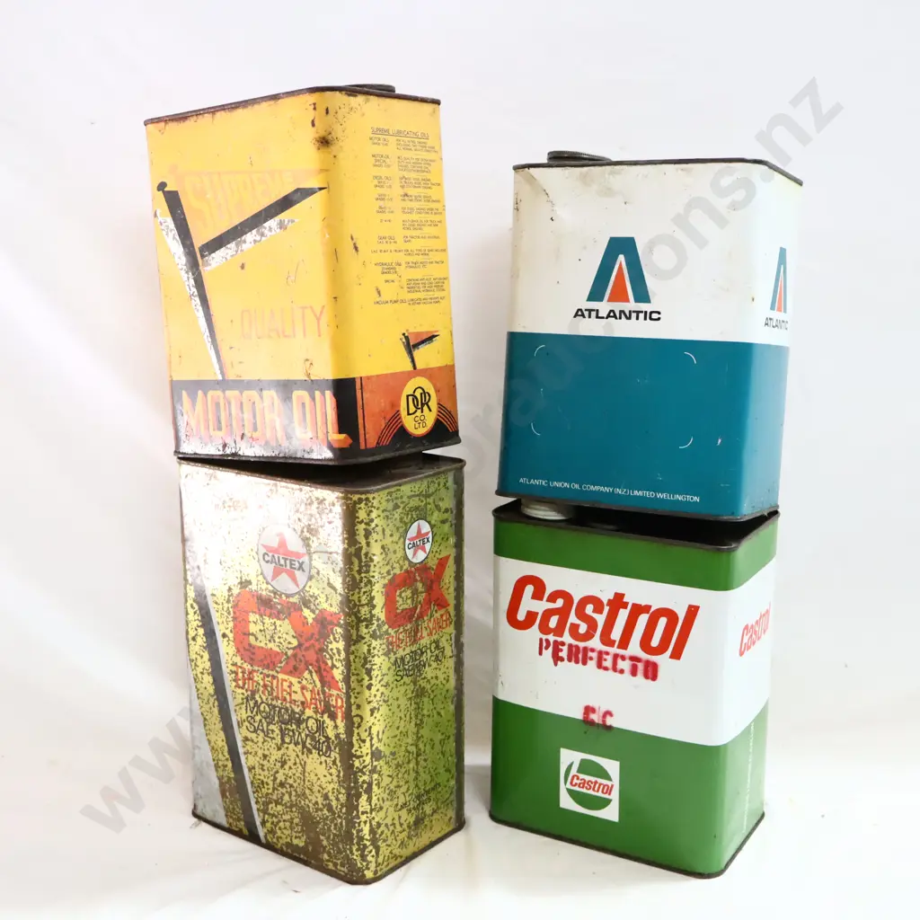 Supreme, Castrol, Caltex And Atlantic Oil Tins Image 1++