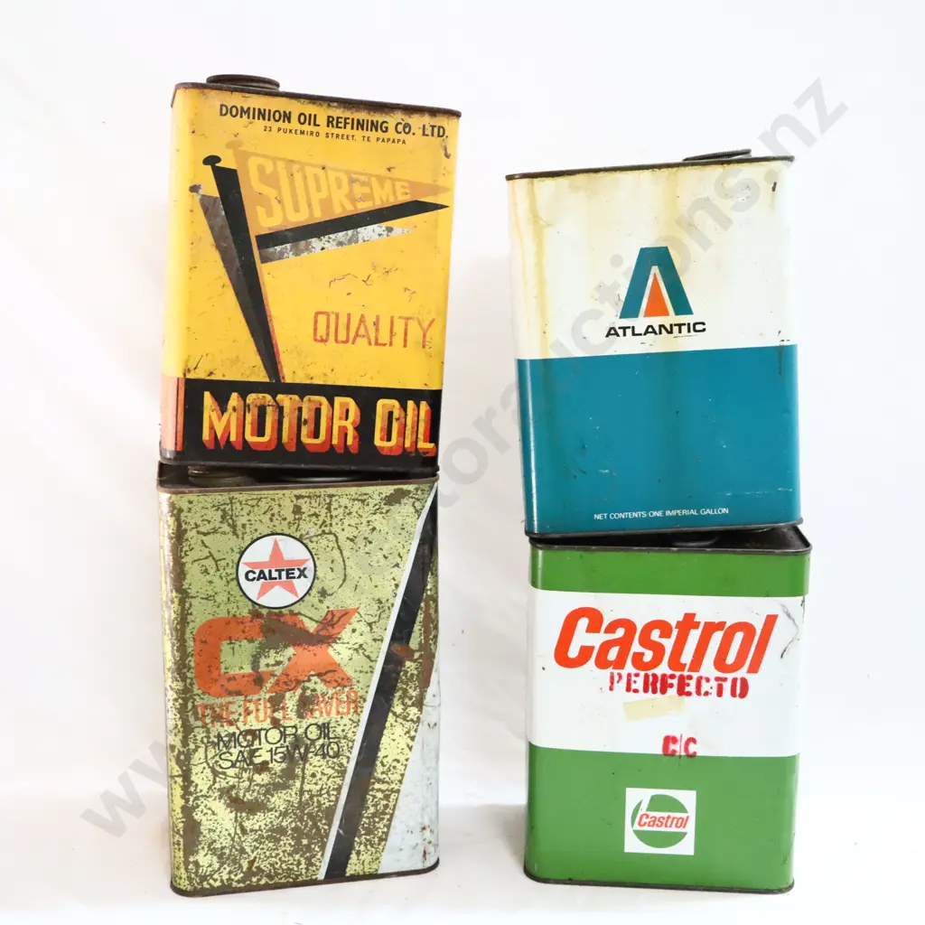 Supreme, Castrol, Caltex And Atlantic Oil Tins Image 1++