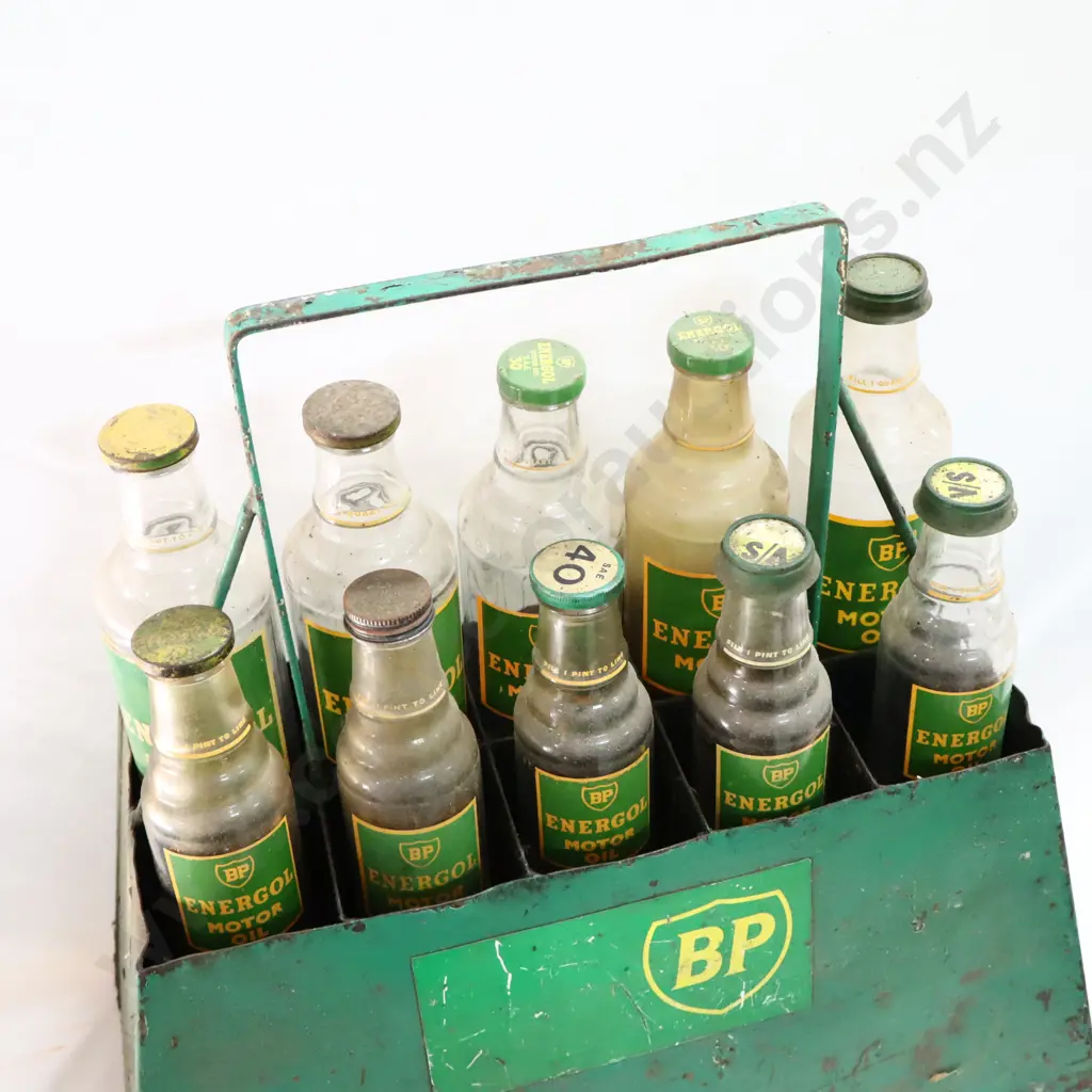 BP Energol Bottle Rack With 5 BP Energol Quarts And 5 BP Energol Pints Image 1++