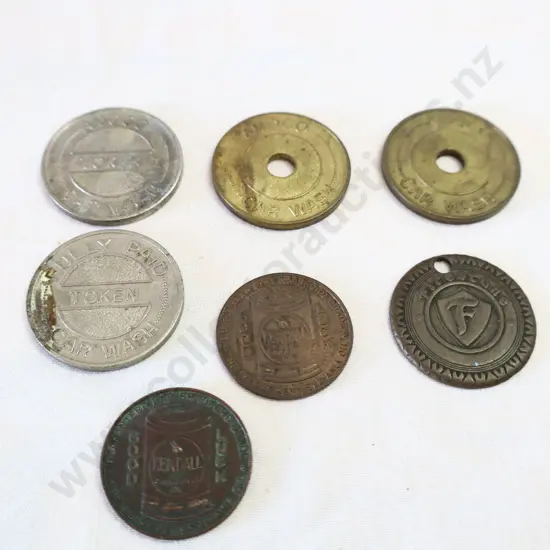 EARLY Car Wash Tokens x 4, Kendell Tokens x 2, Firestone Tyres Token.