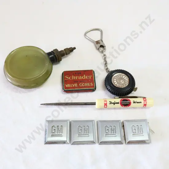 Wynn's Oil Screwdriver, Tyre Tape Measure, Oiler, GM Badges And Schrader Valve Caps